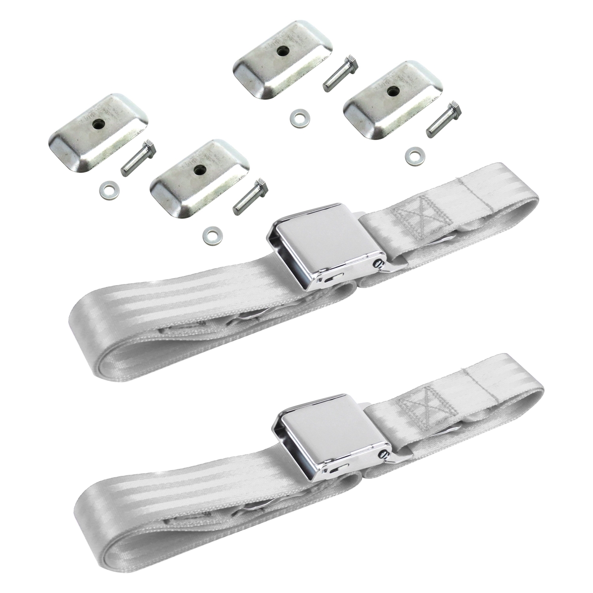 Gray & Grey Lap Bucket Seat Belt Kit with Bracketry for 1949-1958 Airplane 2 Point Buick Special - 2 Belts