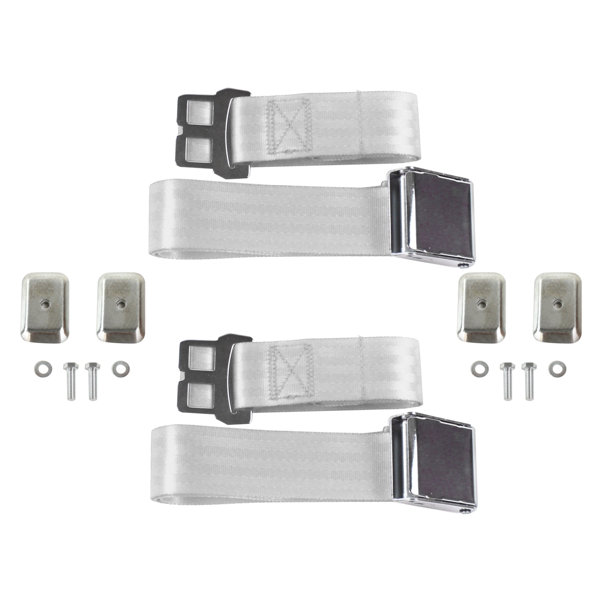 Gray & Grey Lap Bucket Seat Belt Kit with Bracketry for 1949-1967 VW Type 2 Split Airplane 2 Point - 2 Belts