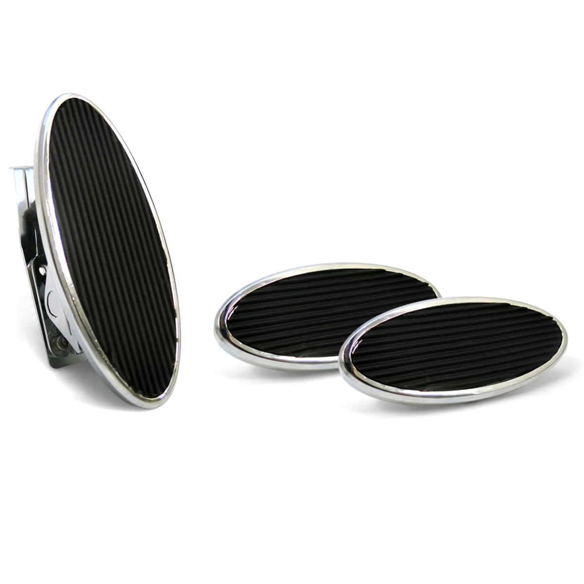 Oval Floor Mount Gas Pedal, Small Oval Brake & Clutch Pad - Chromed Billet
