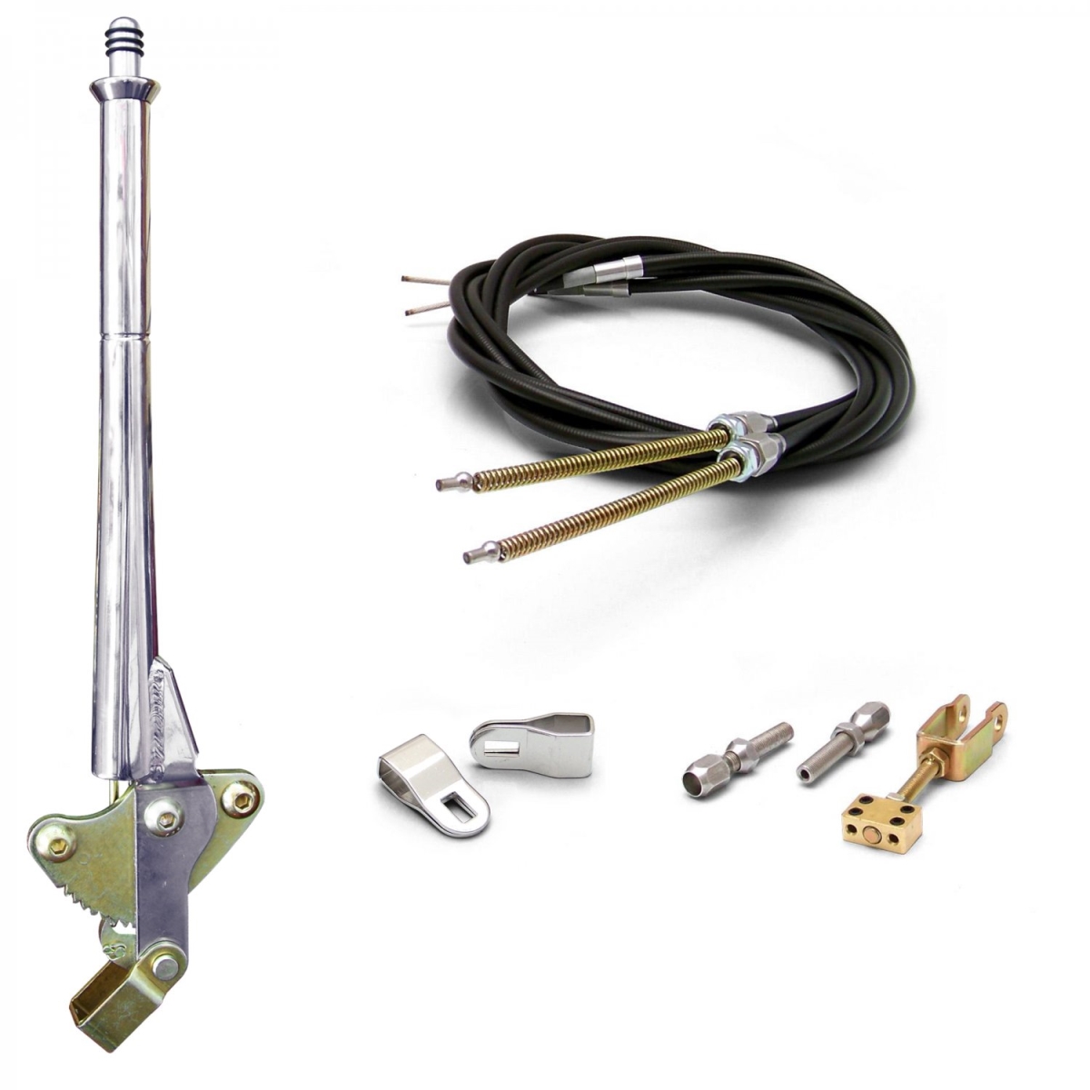 11 in. Transmission Mount E-Brake Handle with Cable Kit for GM Clevis