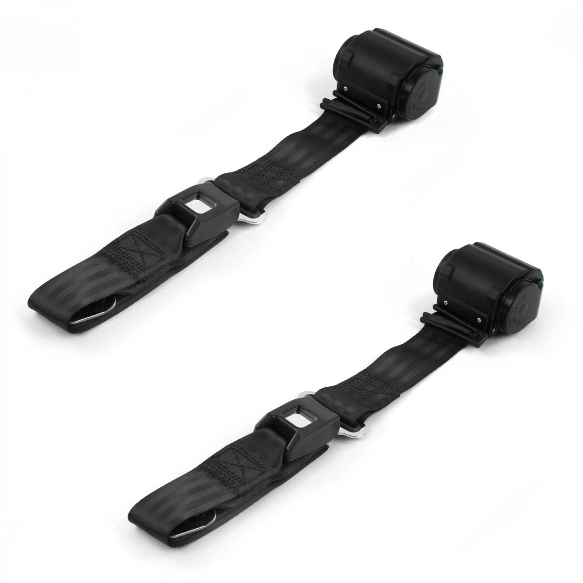 Black Retractable Bucket Seat Belt Kit for 1958 Chevy Impala Standard 2 Point - 2 Belts