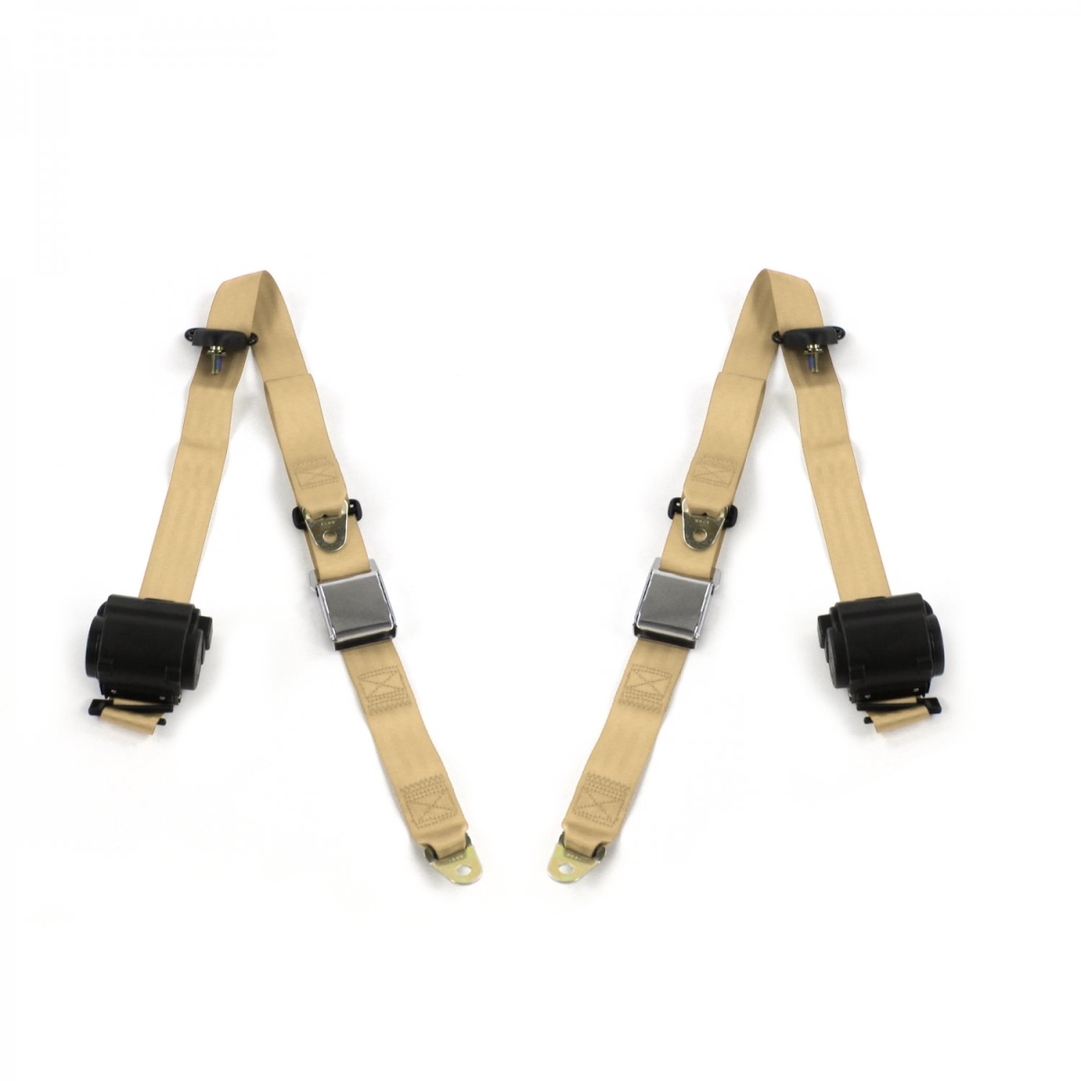 Tan Retractable Bucket Seat Belt Kit for 1979-1987 AMC Eagle Airplane 3 Point - 2 Belts