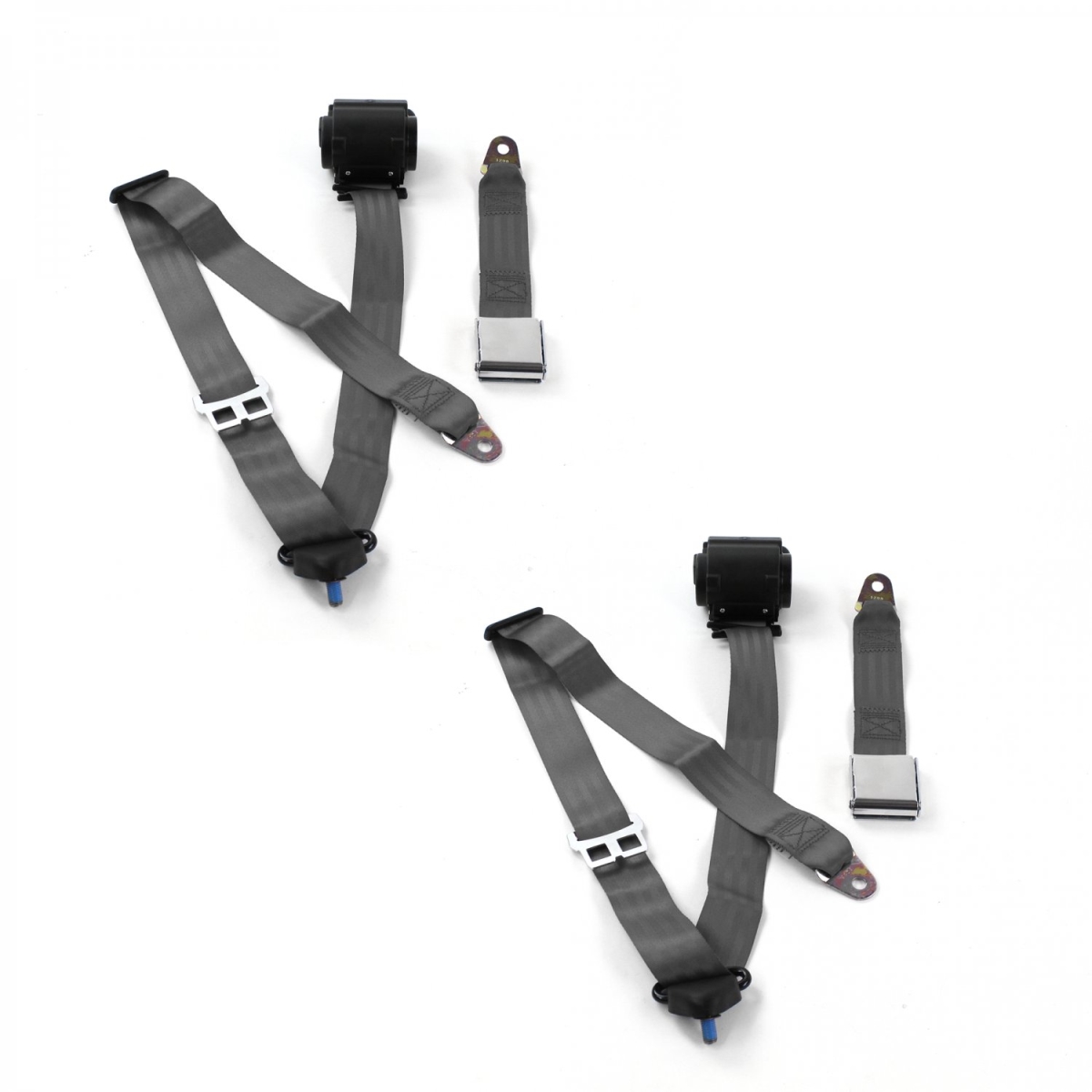 3 Point Airplane Retractable Bucket Seat Belt Kit with 2 Belts for 1981-1993 Chevy Truck S10, Charcoal