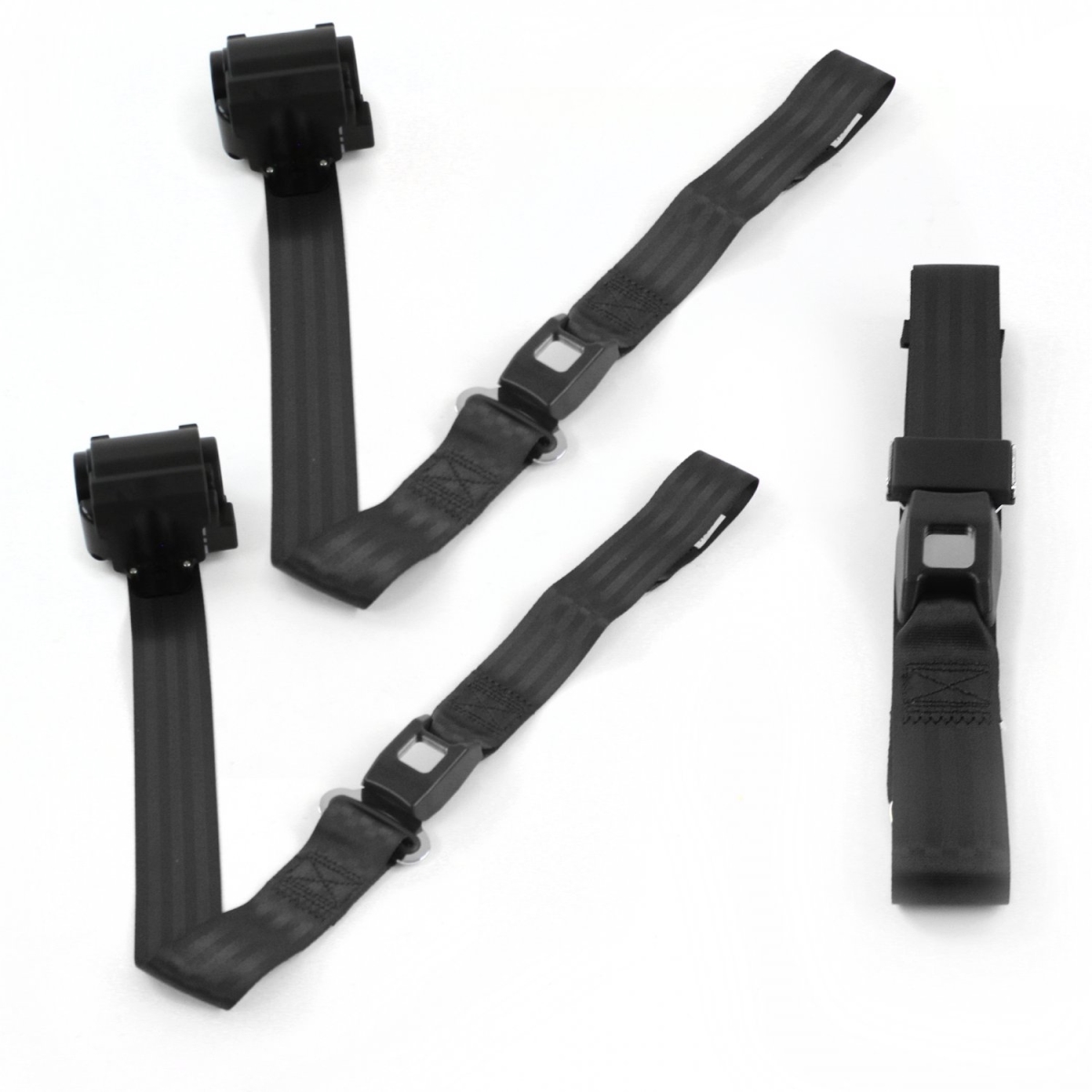 Black Retractable Bucket Seat Belt Kit with Bracketry for 1947-1952 VW Type 1 Split Airplane 2 Point - 2 Belts