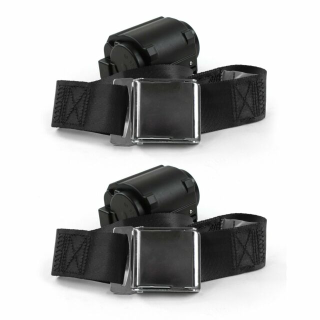 Black Retractable Bucket Seat Belt Kit with Bracketry for 1973-1991 Chevy FS Blazer Airplane 2 Point - 2 Belts