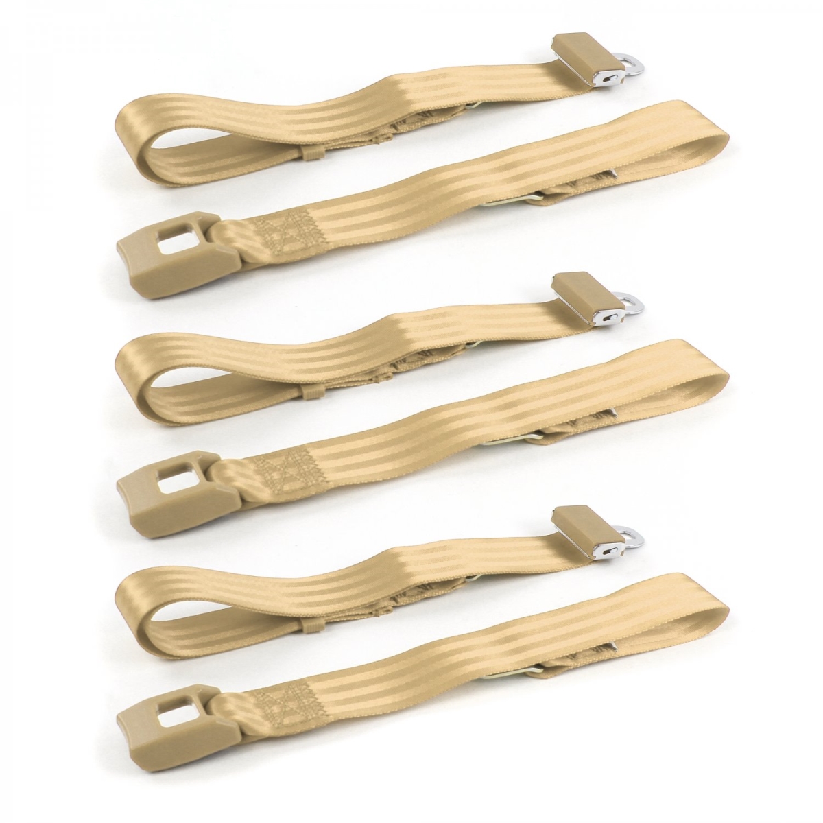 660232 Tan Lap Bench Seat Belt Kit for 1971-1976 Chevy Impala Standard 2 Point - 3 Belts