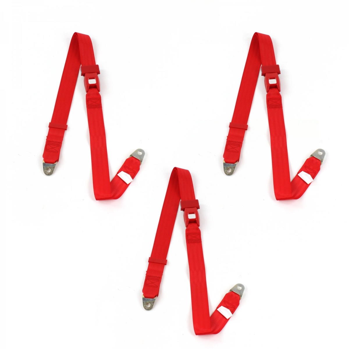 Red Lap Bench Seat Belt Kit for 1941-1948 Ford Standard 2 Point - 3 Belts