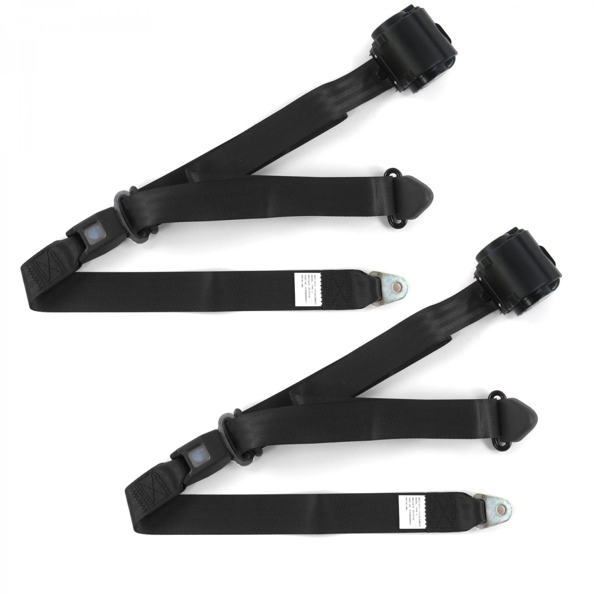 Black Retractable Bucket Seat Belt Kit for 1932 Model B Ford Standard 3 Point - 2 Belts