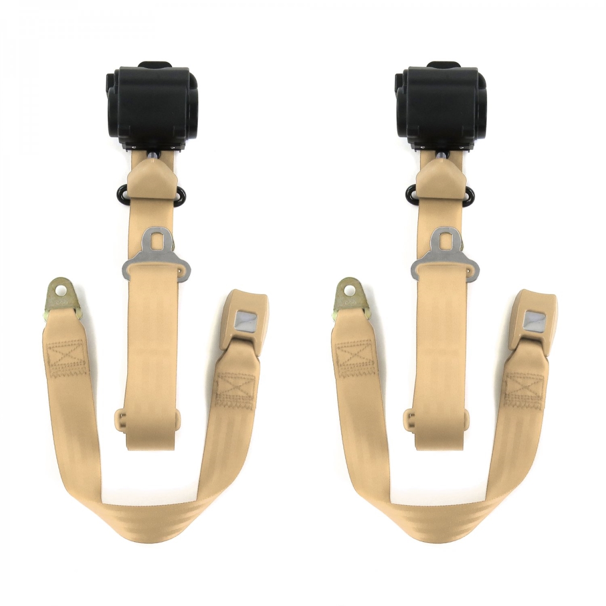Tan Retractable Bucket Seat Belt Kit for 1964-1966 Ford Mustang Standard 3 Point - 2 Belts