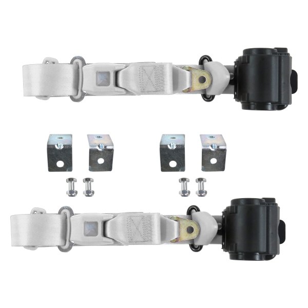 3 Point Standard Retractable Bucket Seat Belt Kit with Bracketry & 2 Belts for 1933-1957 Nash Ambassador, Gray