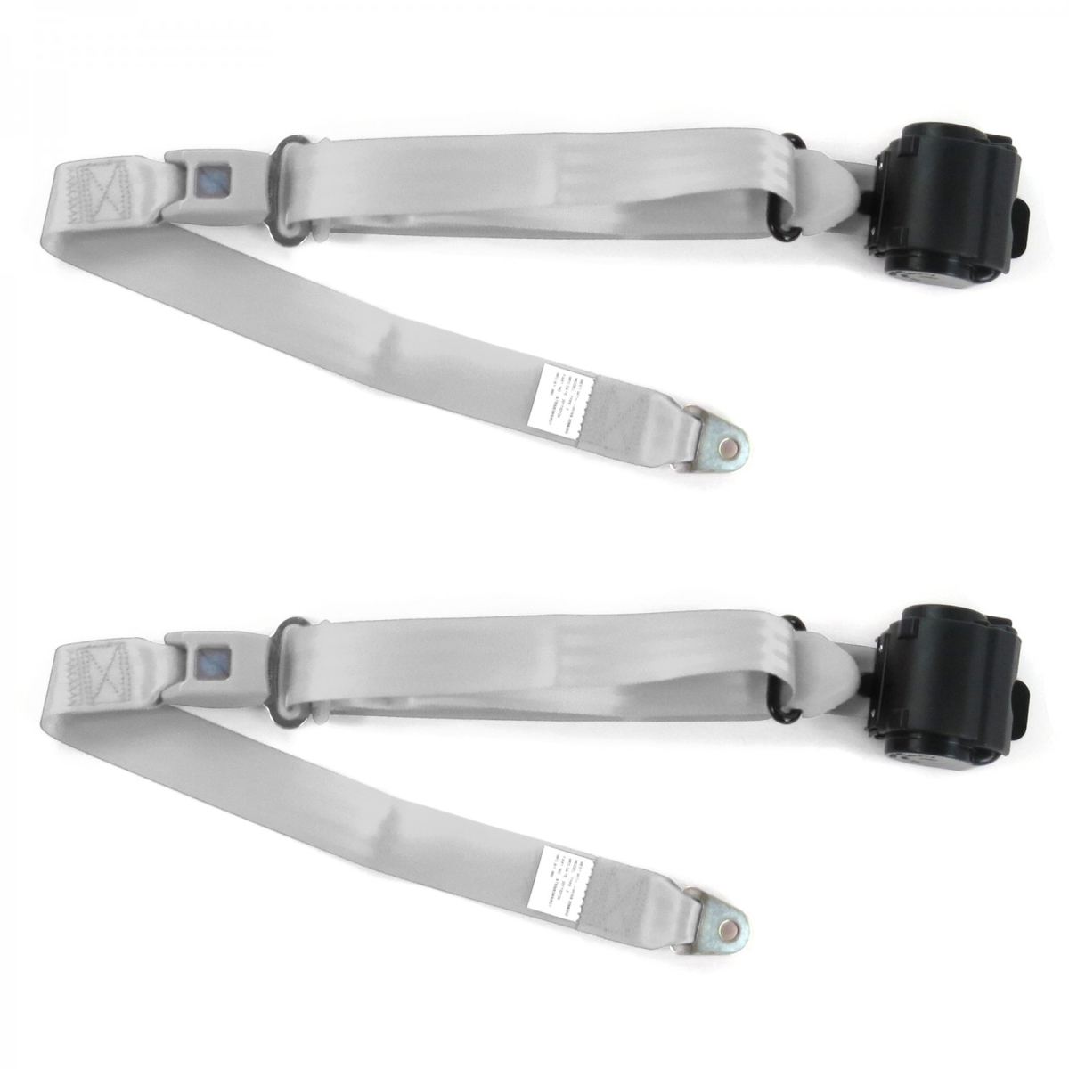 3 Point Standard Retractable Bucket Seat Belt Kit with 2 Belts for 1971-1978 AMC Matador, Gray