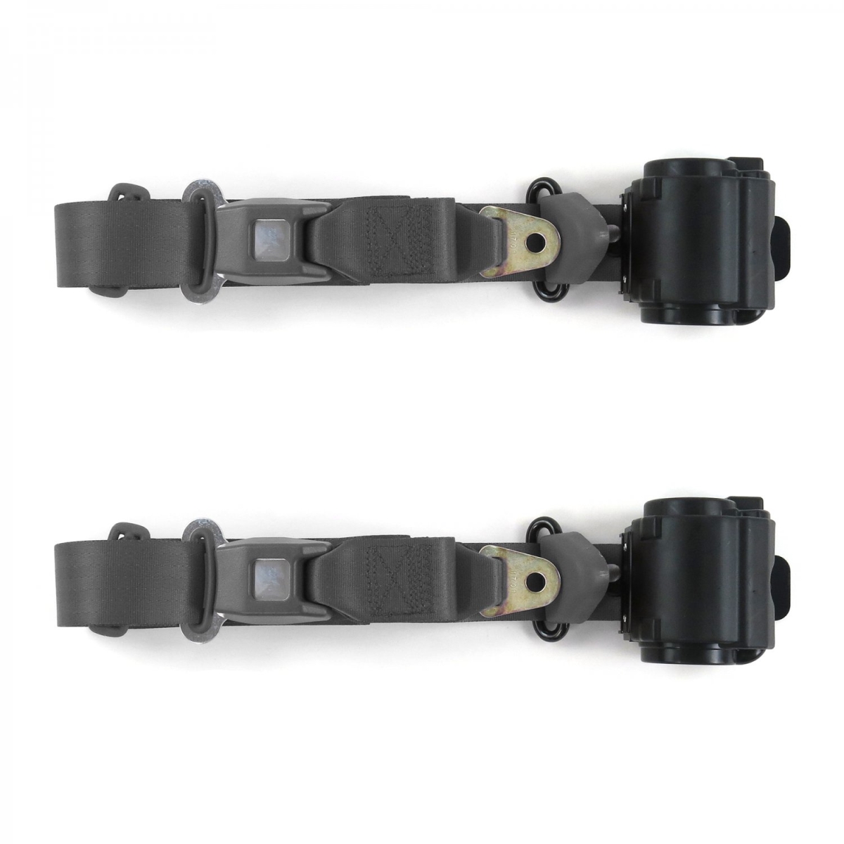 3 Point Standard Retractable Bucket Seat Belt Kit with 2 Belts for 1971-1986 Jeep CJ & DJ, Charcoal
