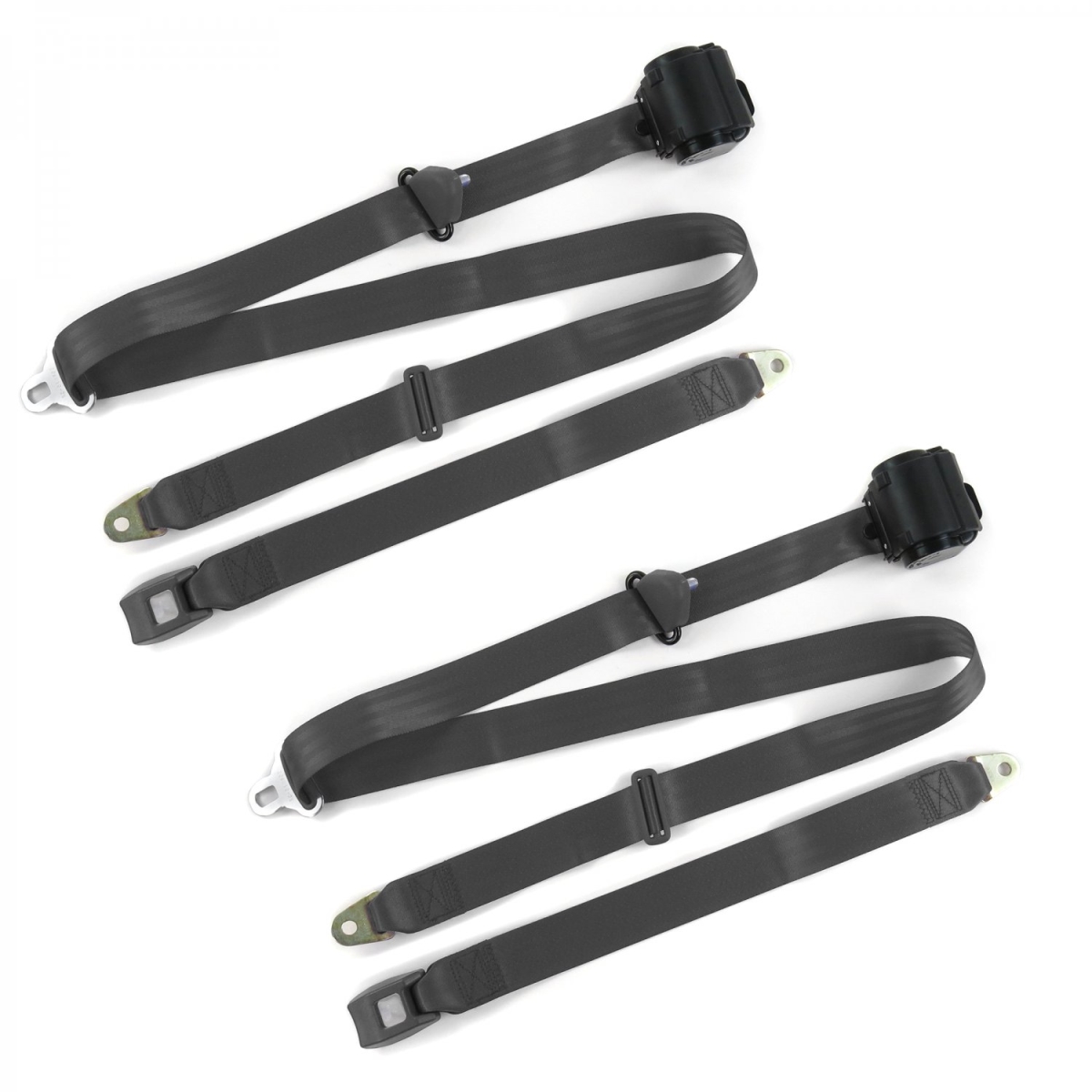3 Point Standard Retractable Bucket Seat Belt Kit with 2 Belts for 1973-1987 Chevy Truck, Charcoal