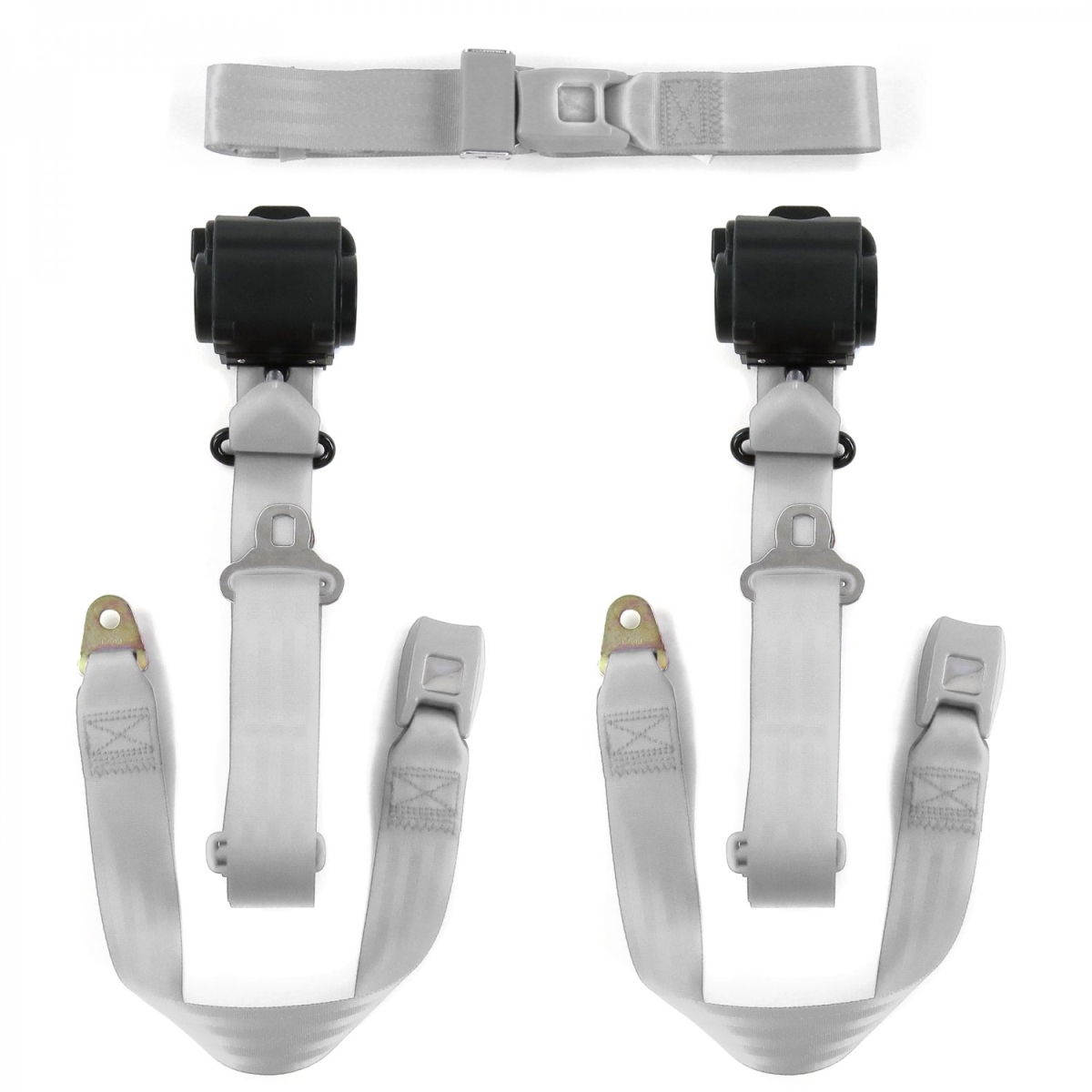 Gray & Grey Retractable Bench Seat Belt Kit for 1958-1988 AMC Standard 3 Point - 3 Belts