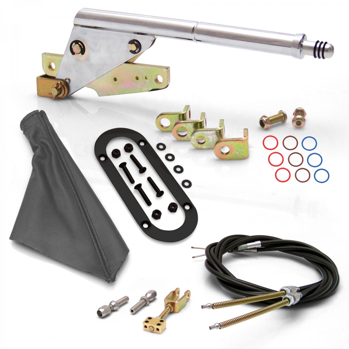 American Shifter  Floor Mount Emergency Parking Brake Grey Boot, Black Ring & Cable Kit