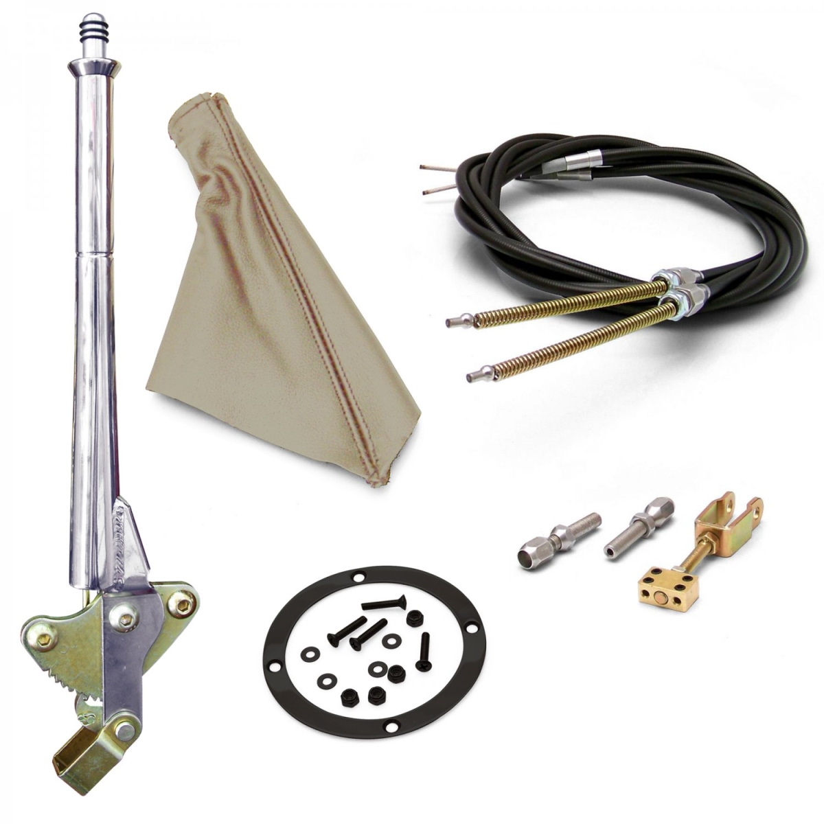 11 in. Transmission Mount Emergency Hand Brake Tan Boot, Black Ring & Cable Kit