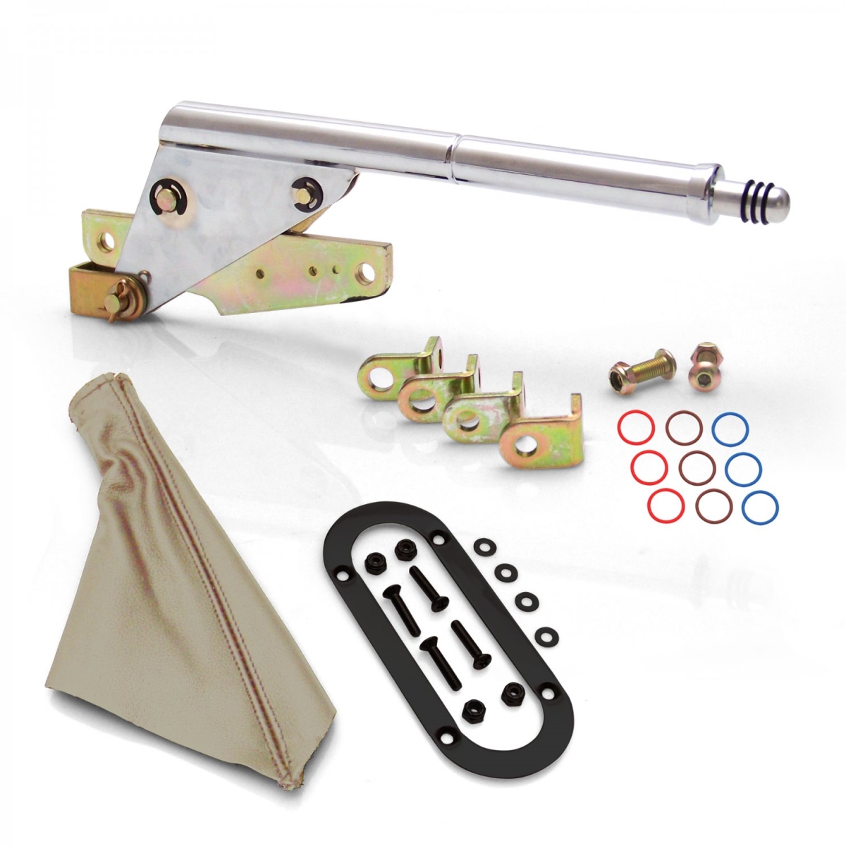 Floor Mount Emergency Parking Brake, Tan Boot & Black Trim Ring