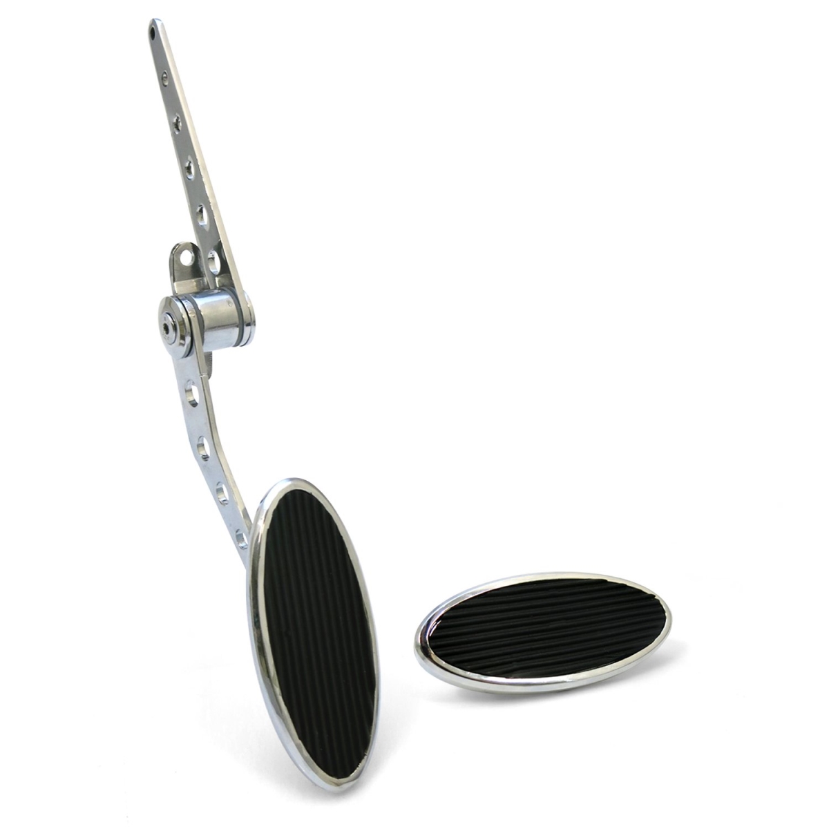 Oval Firewall Mount Gas Pedal with Small Oval Brake Pad Chromed Billet