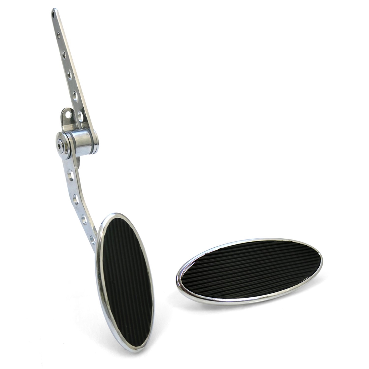 Oval Firewall Mount Gas Pedal with Large Oval Brake Pad Chromed Billet