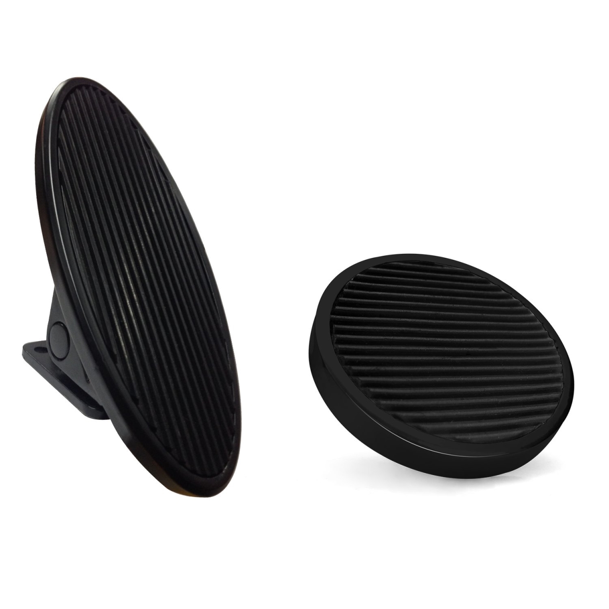 Oval Floor Mount Gas Pedal with Round Brake Pad Black Billet