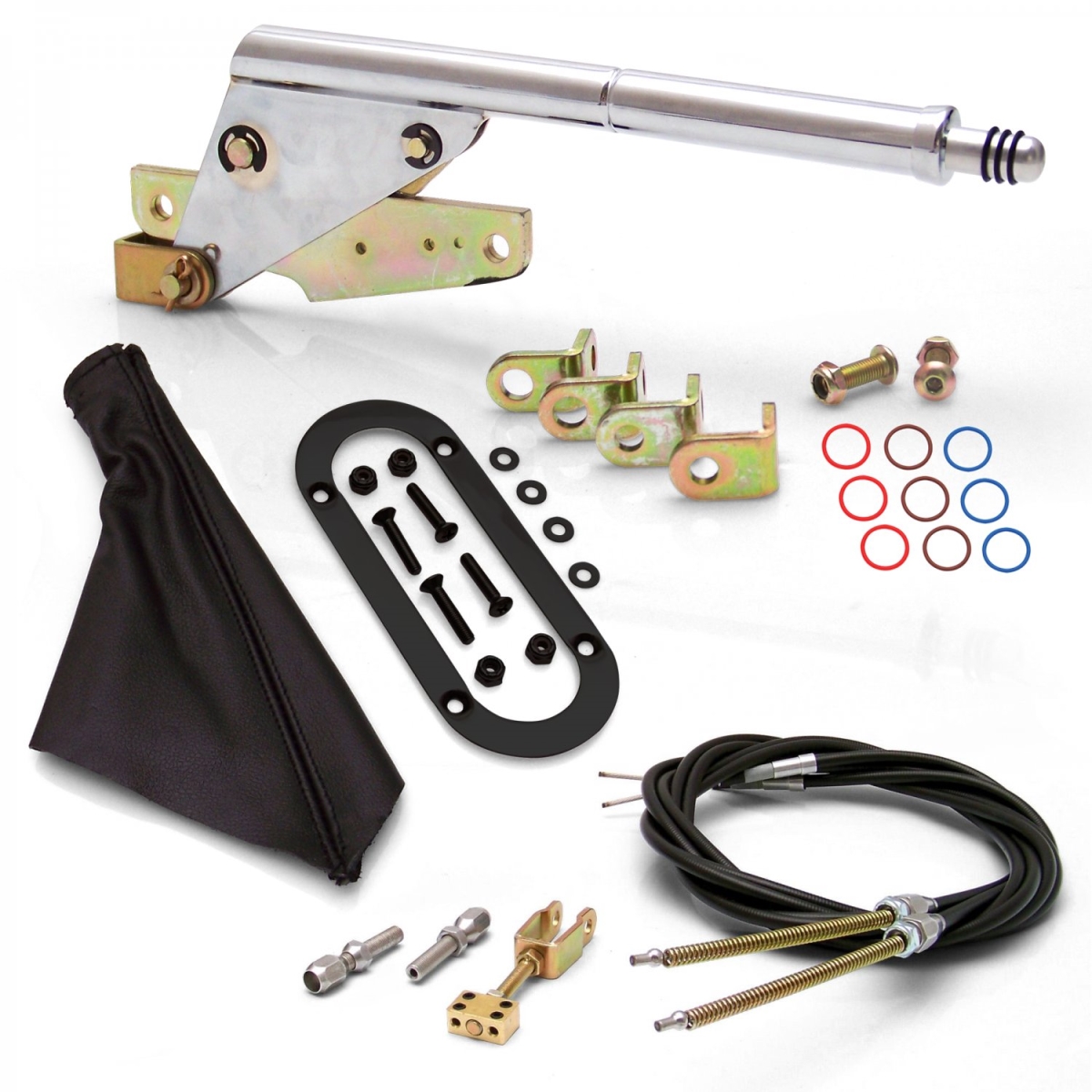American Shifter  Floor Mount Emergency Parking Brake Black Boot, Black Ring & Cable Kit