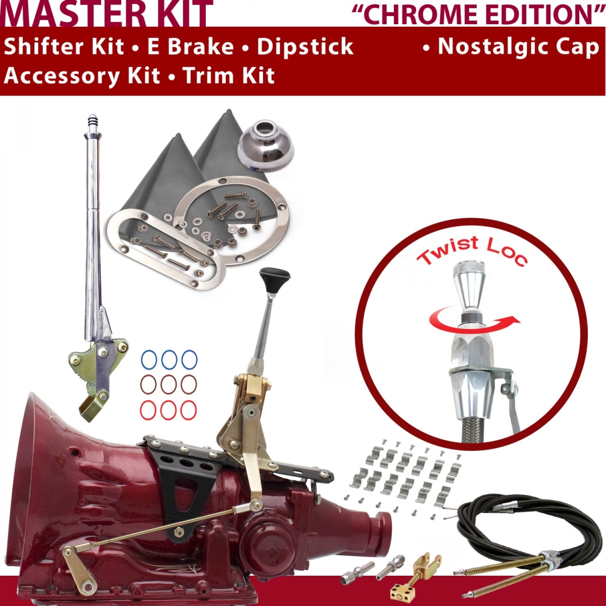 American Shifter 343467 Shifter Kit (6" E Brake Cable Clamp Trim Kit Dipstick AOD For C82E2)