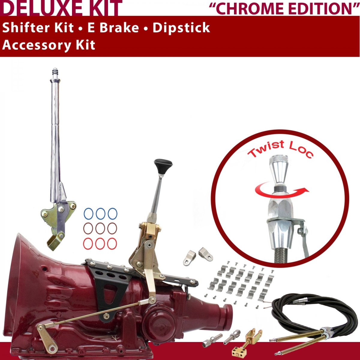 American Shifter 346044 Shifter Kit (TH350 6" E Brake Cable Clamp Clevis Dipstick For C8CEB, 1 Pack)