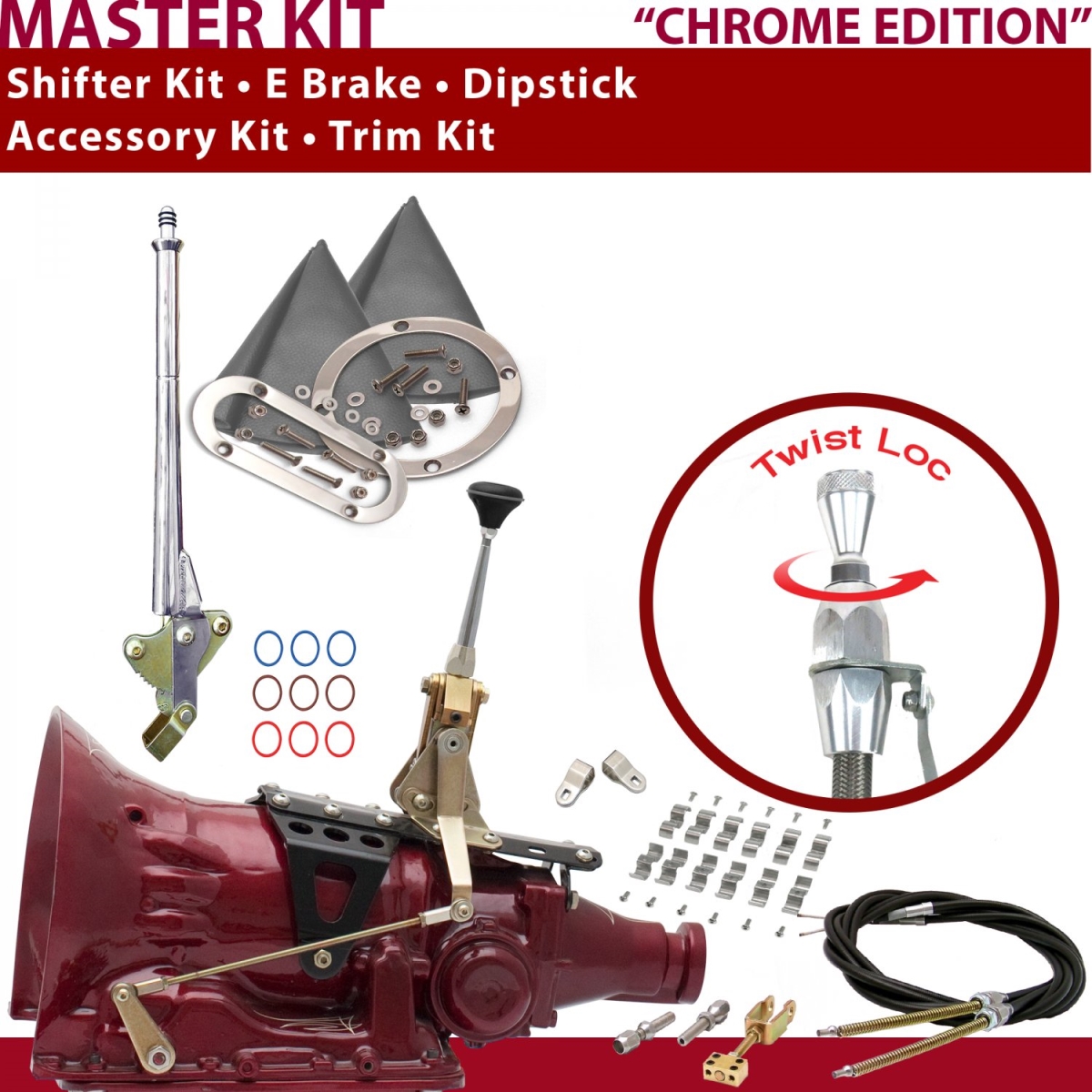 American Shifter 346535 2004R Shifter Kit (6" E Brake Cable Clamp Clevis Trim Kit Dipstick For C8ED5), 1 Pack