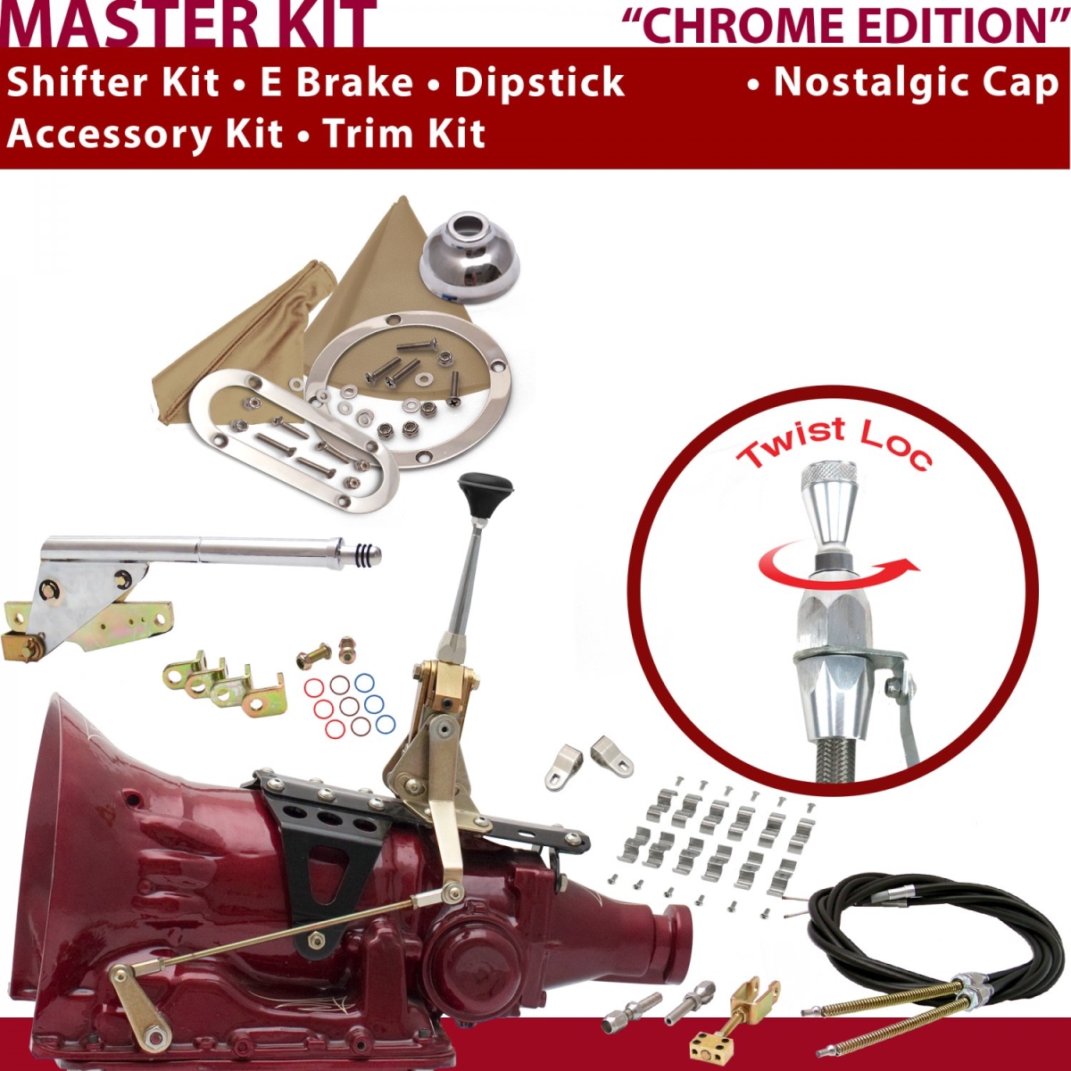 American Shifter 346182 Shifter Kit (TH350 6" E Brake Cable Clamp Clevis Trim Kit Dipstick For C8D75, 1 Pack)