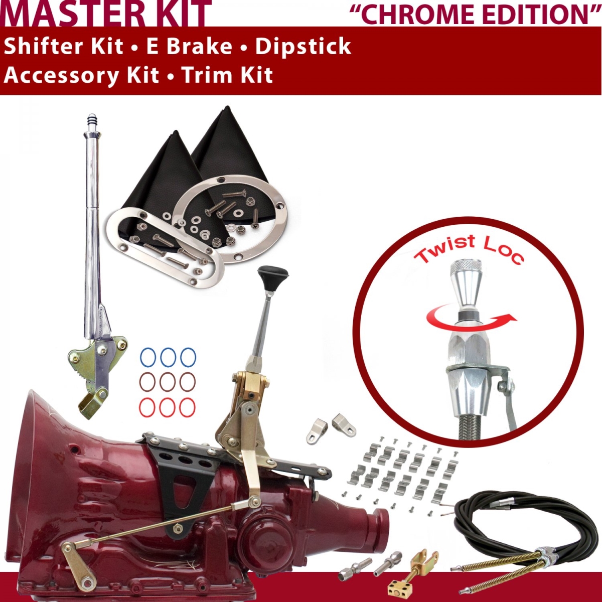 American Shifter 346970 Shifter Kit (TH200 6" E Brake Cable Clamp Clevis Trim Kit Dipstick For C9087, 1 Pack)