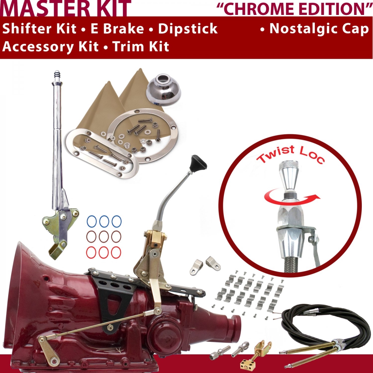 American Shifter 350864 Shifter Kit (4L60 8" E Brake Cable Clamp Clevis Trim Kit Dipstick For C9FB1)