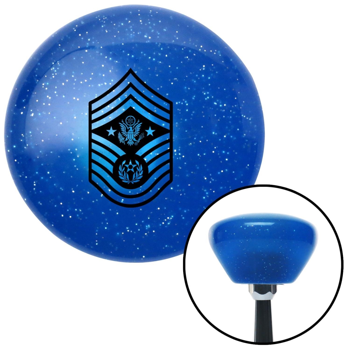 American Shifter 186690 Black Chief Master Sergeant of the Air Force Blue Retro Sparkle Shift Knob with M16 x 1.5 -  American Shifter Company