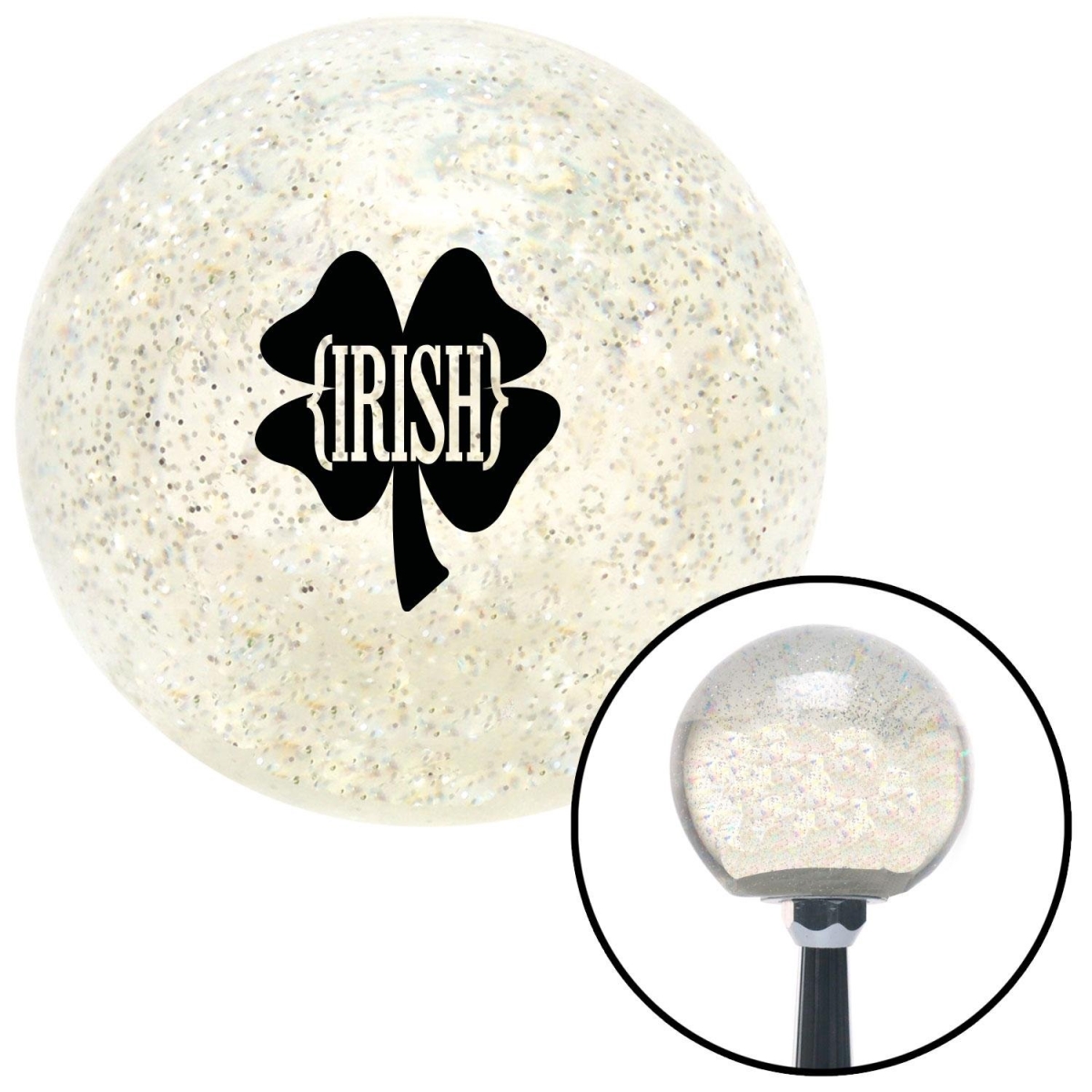 American Shifter 93176 Clear Metal Flake Shift Knob with M16 x 1.5 Insert (Black Irish Clover)