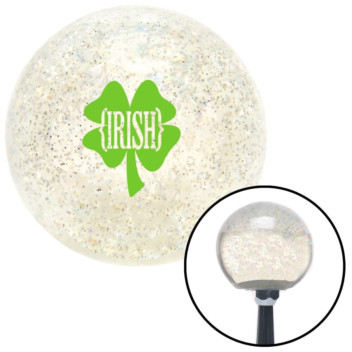 American Shifter 93179 Clear Metal Flake Shift Knob with M16 x 1.5 Insert (Green Irish Clover)