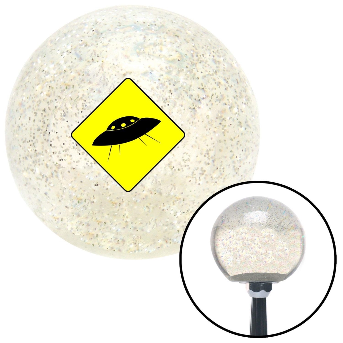 American Shifter 93202 Clear Metal Flake Shift Knob with M16 x 1.5 Insert (Yield to UFO)