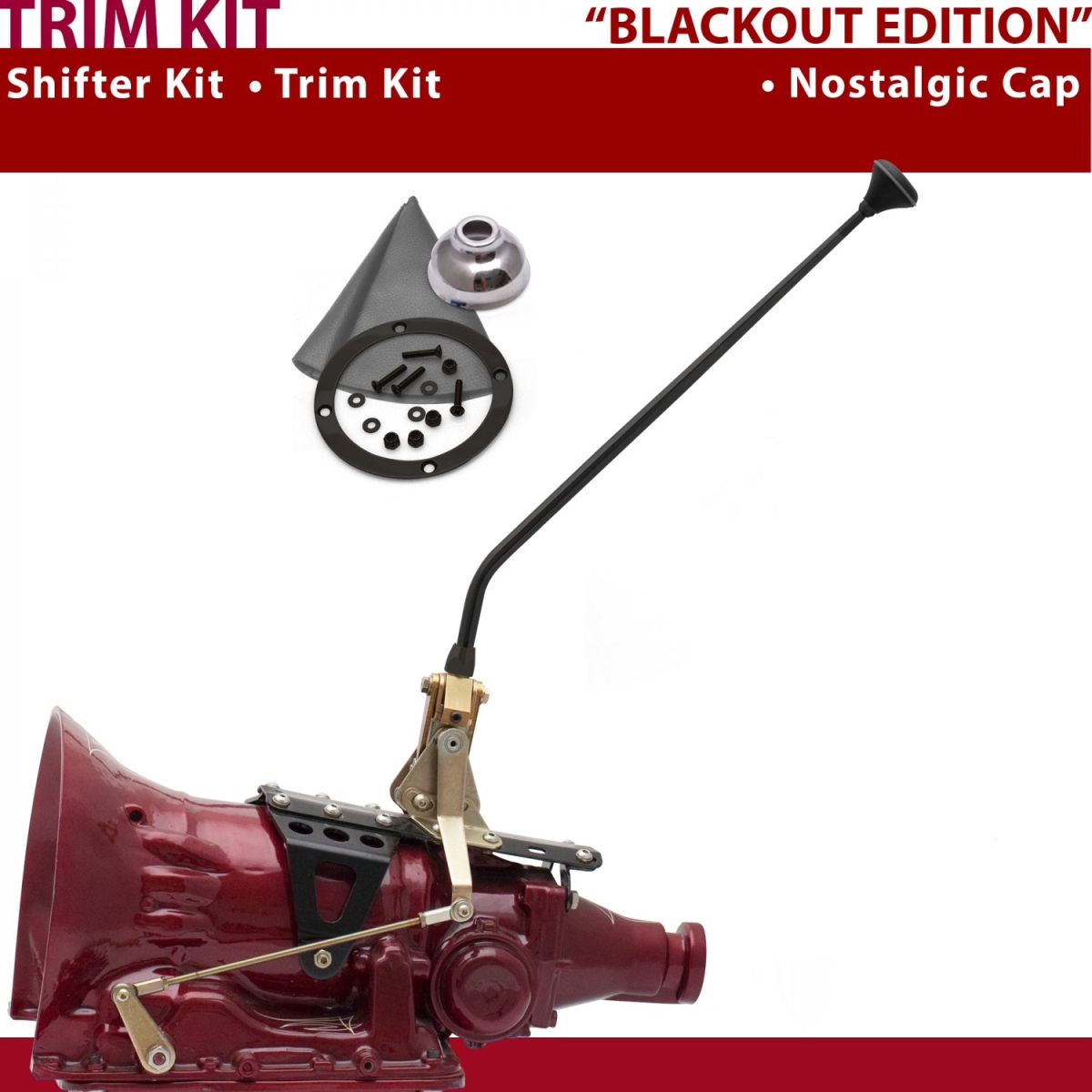 Picture of American Shifter 370840 FMX Shifter Kit 16 in. Trim Kit Black Dual Shift Cap Gray Boot Ringed Knob for CED88