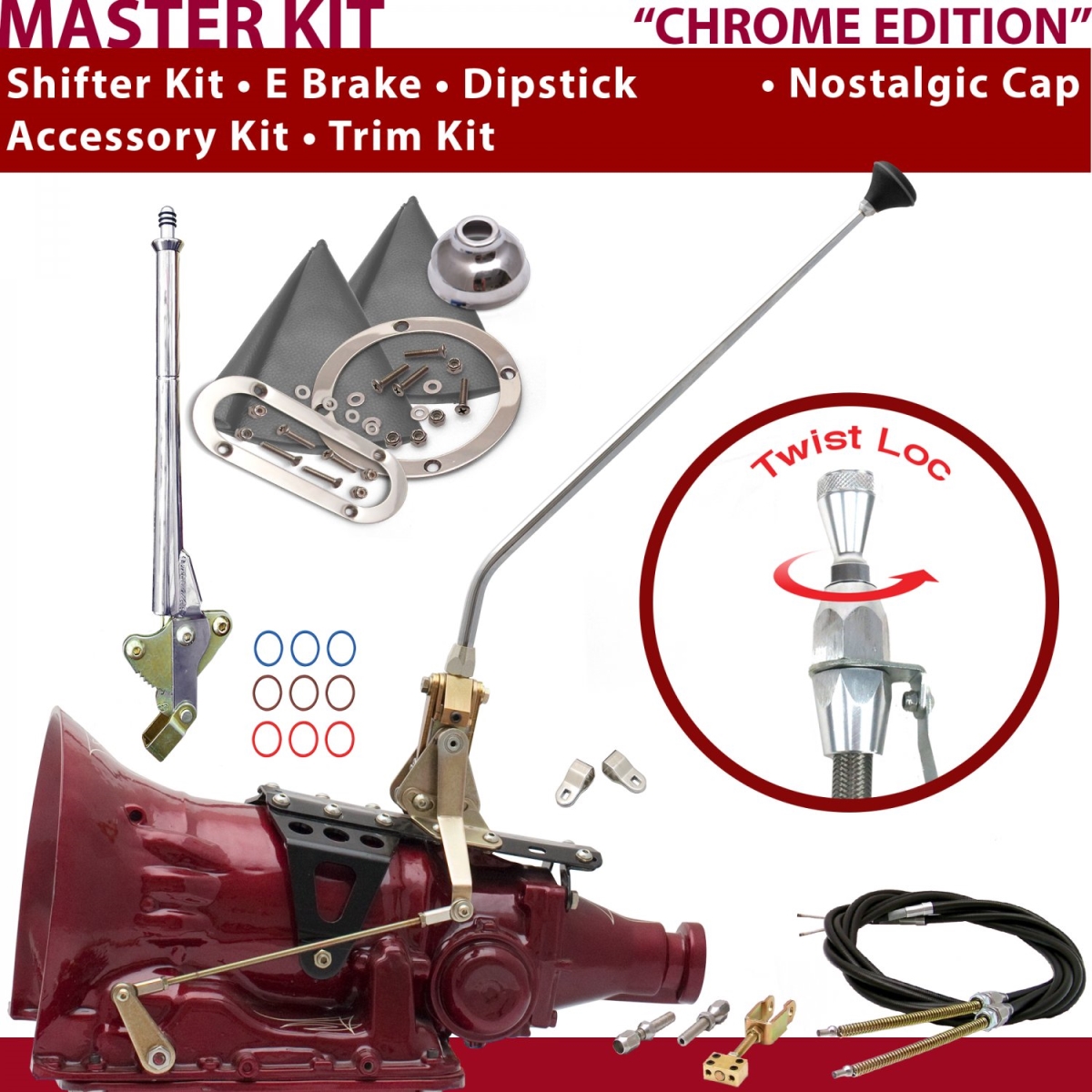 Picture of American Shifter 372169 4L60E Shifter Kit 16 in. E Brake Cable Clevis Trim Kit Dipstick for CF2B6