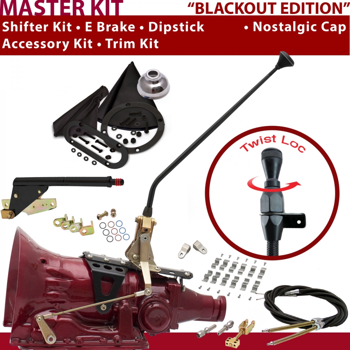 Picture of American Shifter 371950 4L60 Shifter Kit 16 in. E Brake Cable Clamp Clevis Trim Kit Dipstick for CF1DB