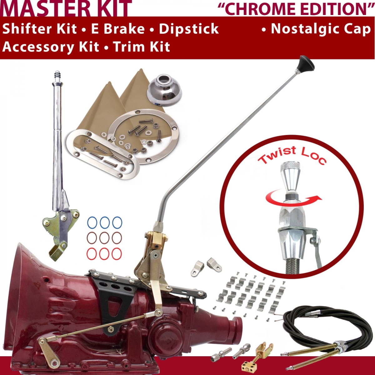 Picture of American Shifter 372092 4L60E Shifter Kit 16 in. E Brake Cable Clamp Clevis Trim Kit Dipstick for CF269