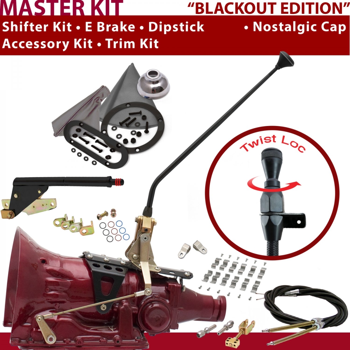 Picture of American Shifter 372399 4L60E Shifter Kit 16 in. E Brake Cable Clamp Clevis Trim Kit Dipstick for CF39B