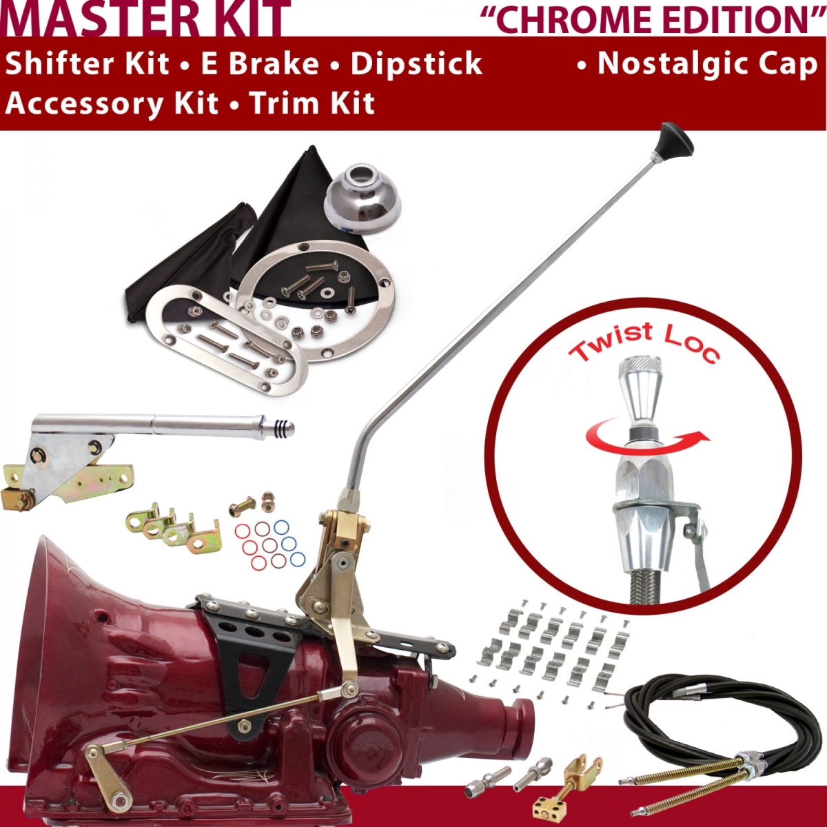 Picture of American Shifter 373409 700R4 Shifter Kit 16 in. E Brake Cable Clamp Trim Kit Dipstick for CF78A