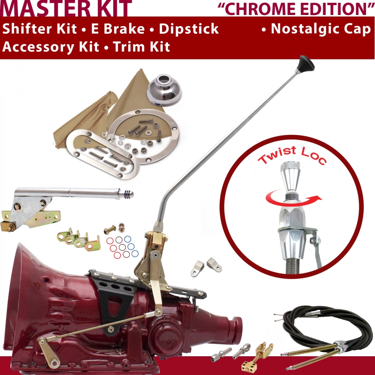 Picture of American Shifter 373072 TH400 Shifter Kit 16 in. E Brake Cable Clevis Trim Kit Dipstick for CF63A