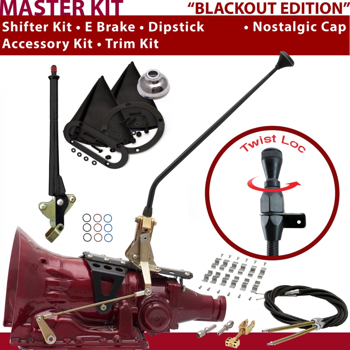 Picture of American Shifter 373214 TH400 Shifter Kit 16 in. E Brake Cable Clamp Trim Kit Dipstick for CF6C8