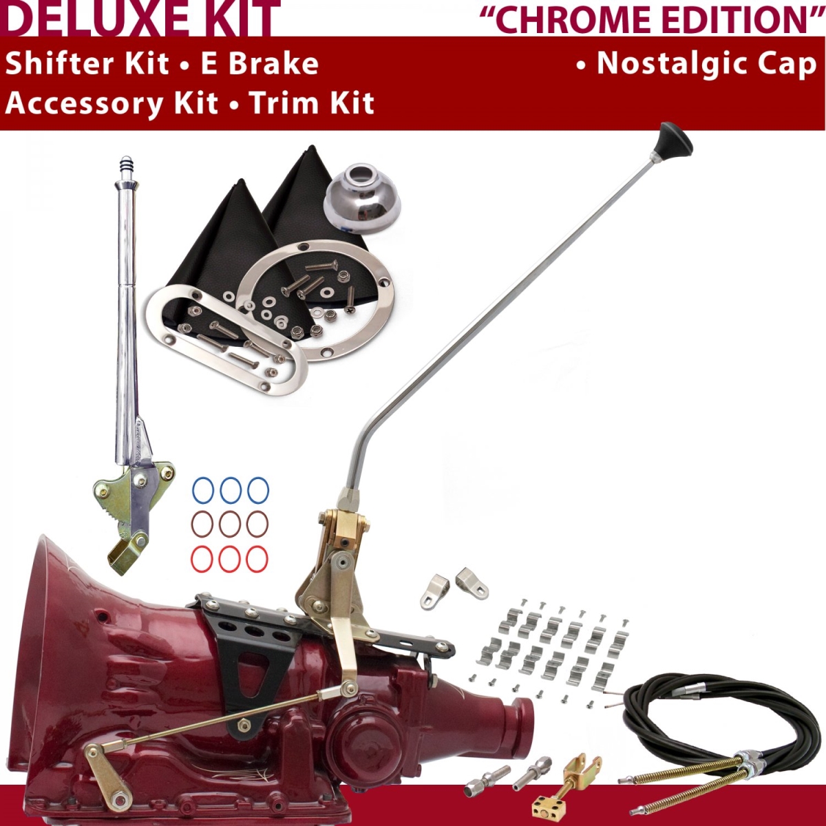 Picture of American Shifter 373395 700R4 Shifter Kit 16 in. E Brake Cable Clamp Clevis Trim Kit for CF77C