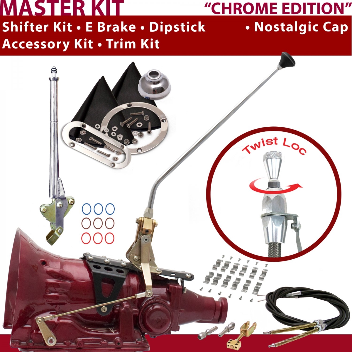 Picture of American Shifter 373397 700R4 Shifter Kit 16 in. E Brake Cable Clamp Trim Kit Dipstick for CF77E