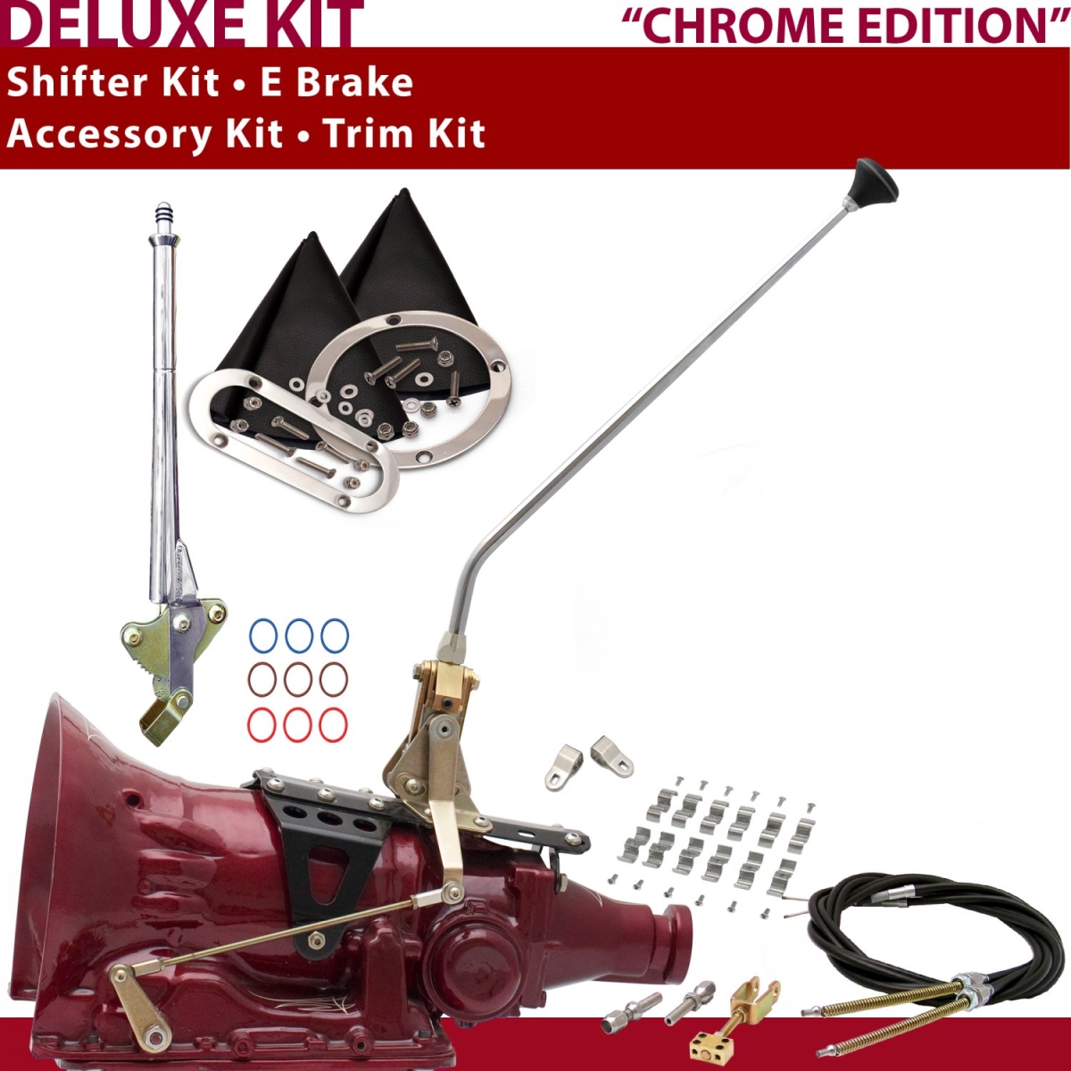 Picture of American Shifter 373334 700R4 Shifter Kit 16 in. E Brake Cable Clamp Clevis Trim Kit for CF73F