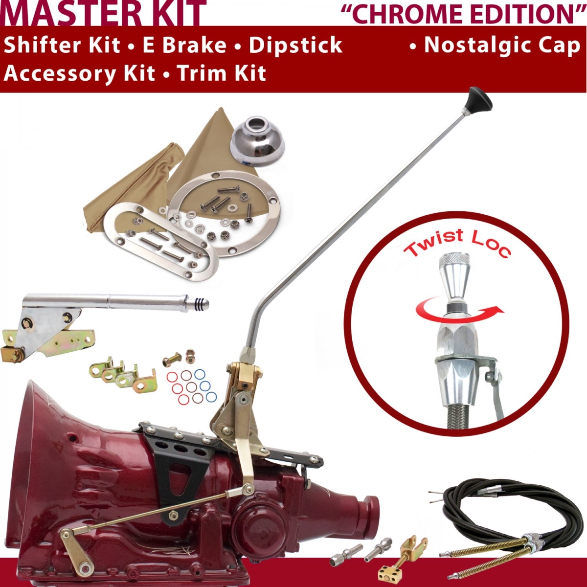 Picture of American Shifter 373444 700R4 Shifter Kit 16 in. E Brake Cable Trim Kit Dipstick for CF7AD