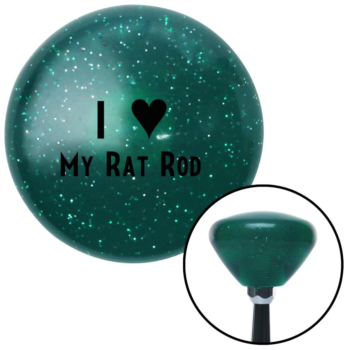 American Shifter 203153 Green Retro Metal Flake Shift Knob with M16 x 1.5 Insert (Black I <3 My Rat Rod)