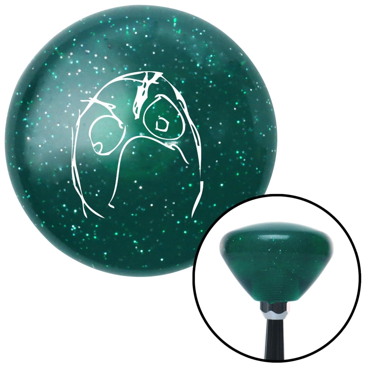 American Shifter 203263 White Angry Meme Green Retro Metal Flake Shift Knob with M16 x 1.5 Insert Shifter Brody -  American Shifter Company