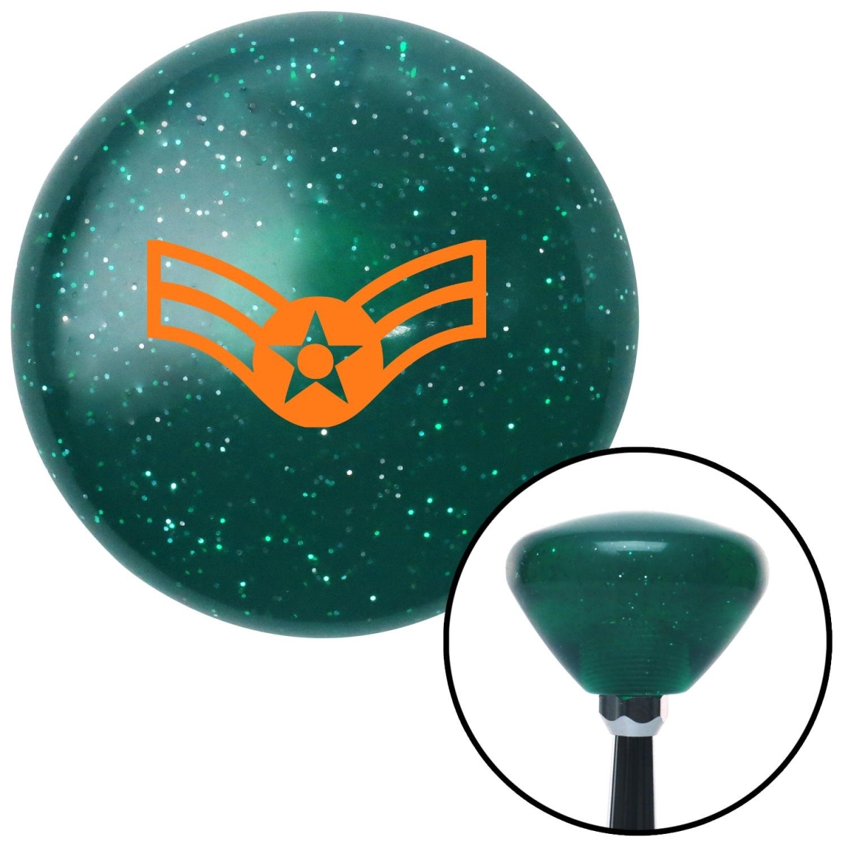 American Shifter 203558 Green Retro Metal Flake Shift Knob with M16 x 1.5 Insert (Orange Airman First Class)